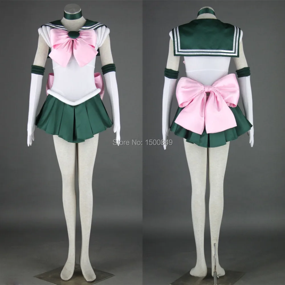 Athemis Anime Sailor Makoto Kino Sailor Jupiter Cosplay Costume Custom Made Dress Gloves Bows Hair Rope Headband For Kids Adult