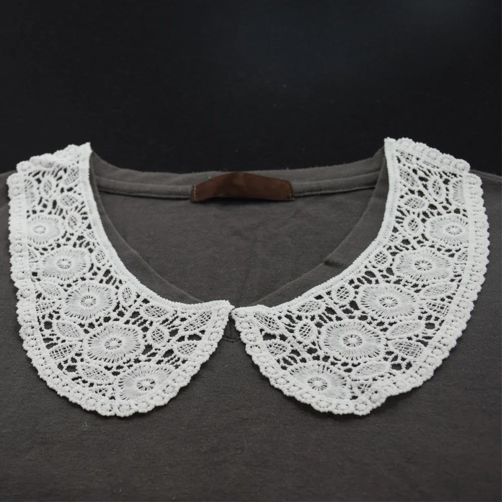 lace false collar  white embroidered fake lace collar trim diy women applique sewing supplies african guipure lace collars#3521