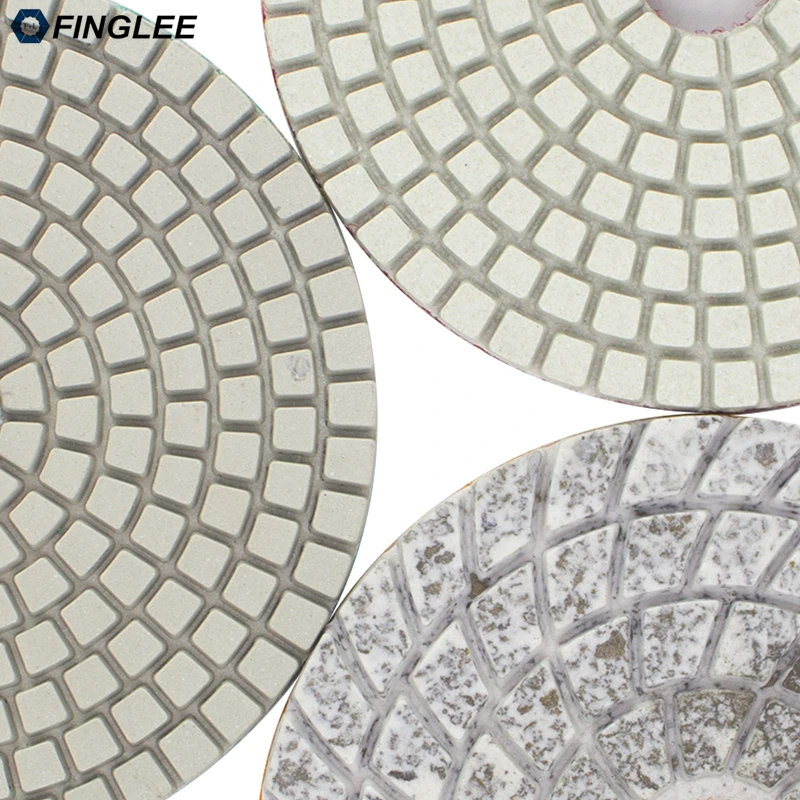 FINGLEE 4inch 100mm 3 step wet use Diamond Polishing Pads marble polishing pads for granite flexible