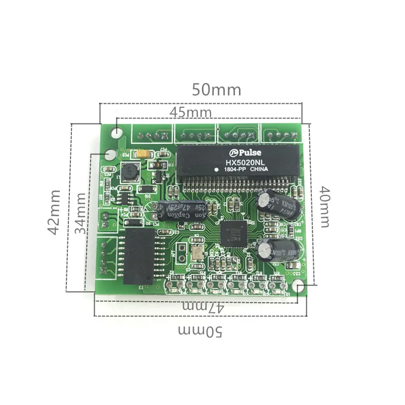 Industrial grade wide temperature low power 4/5 port 10/100Mbps wiring splitter mini pin type micro network switch module