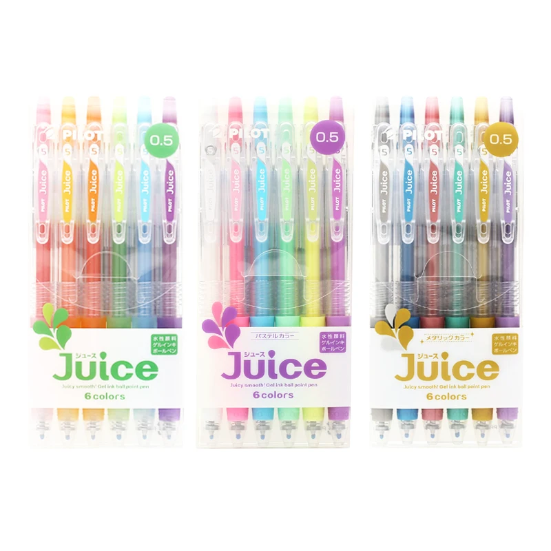 

LifeMaster Pilot Juice Gel Pen 0.5 mm 6 Color Set Metallic/Pastel/Basic Color Cute Japanese Stationery Student Pen LJU-60EF