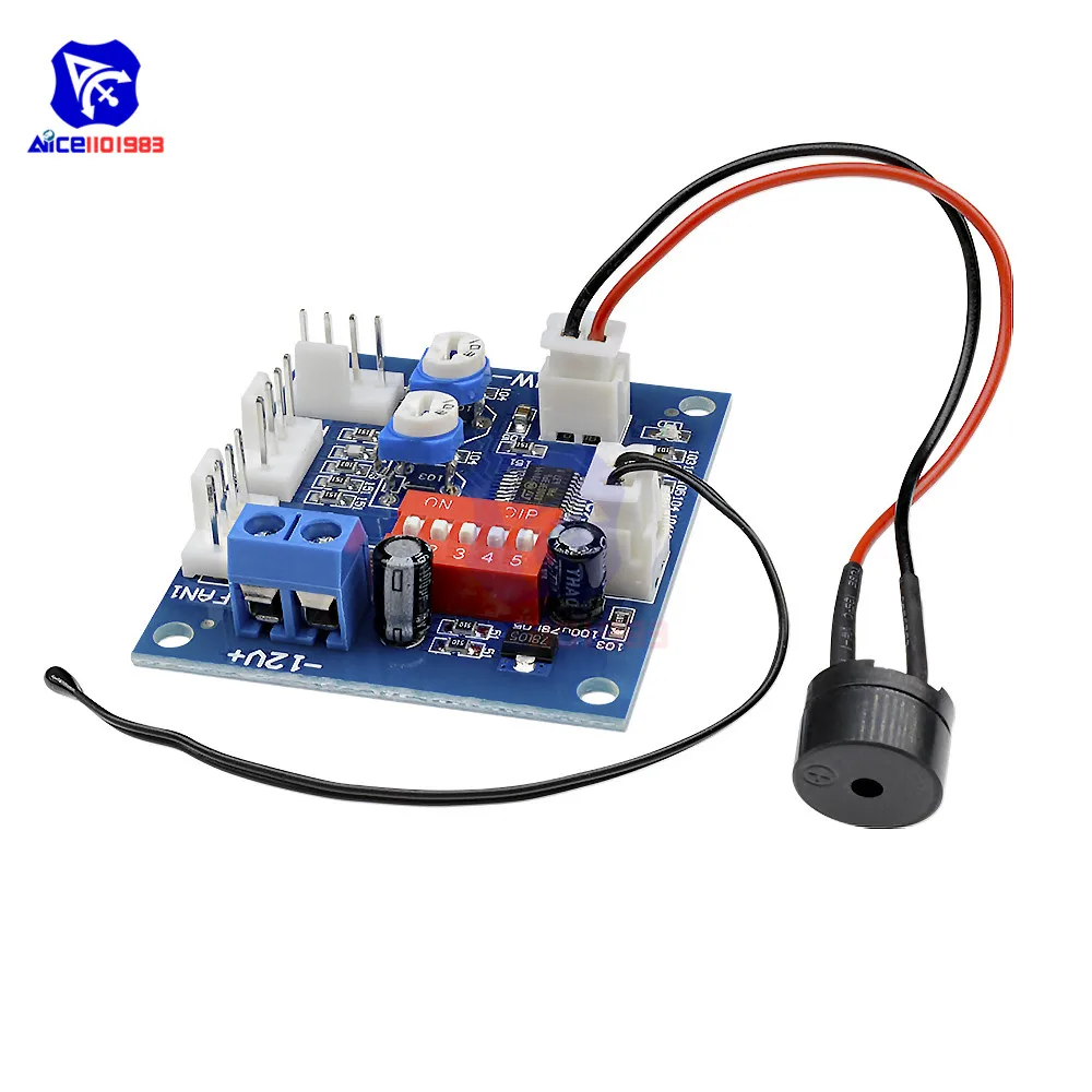 NTC 3950 Thermistor PWM Temperature Probe Speed Controller Board Control Module Buzzer DC 12V CPU Fan High-Temp Alarm Heat Sink