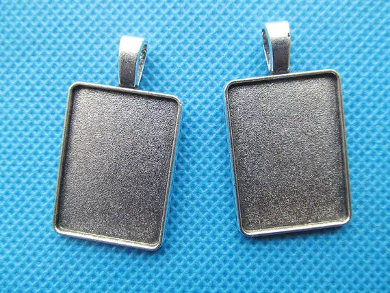 

10pcs 2 colors Rectangle Base Setting Tray Bezel Pendant Charm/Finding,fit 18mmx25mm Cabochon/Picture/Cameo,Big Bail