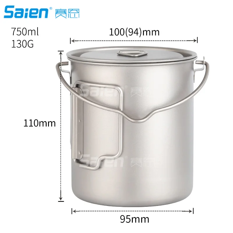 750ml finessCity Camp Mug , Strong & Lightweight Camping Mug/Pot with Measurement Marks, Folding Titanium Cup for Hiking/Camping