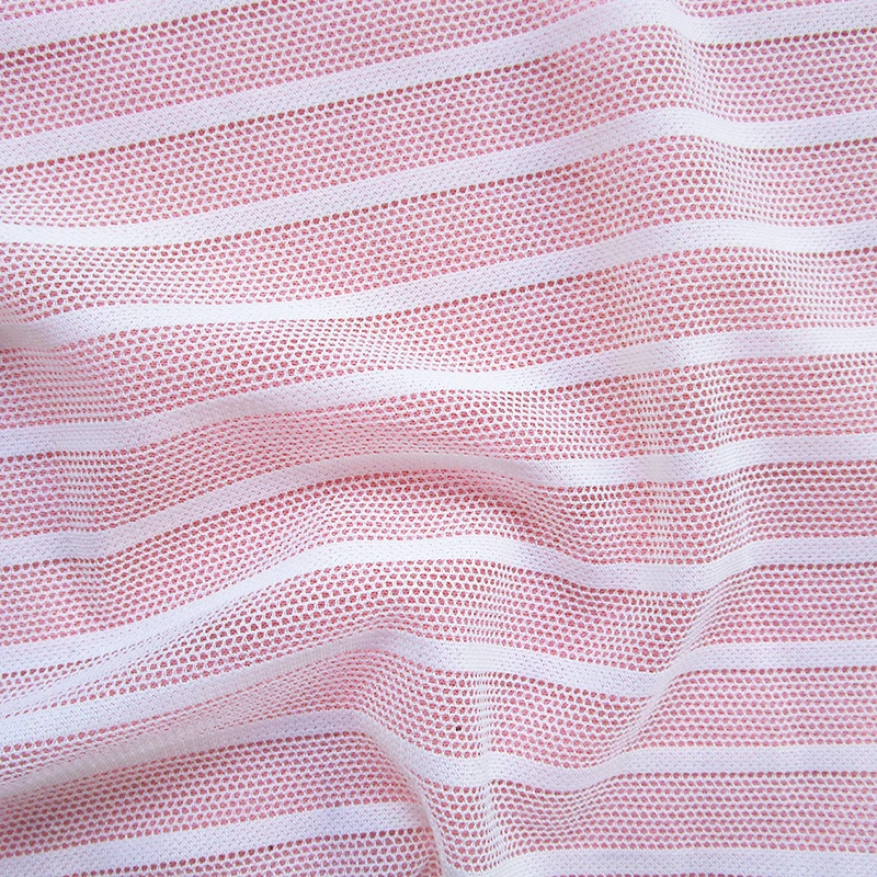 French Stretch Mesh Fabric, Black Striped Soft Dress Net, Knitted Apparel, Sewing Lingerie Cloth, Elegant White, 90cm x 150cm