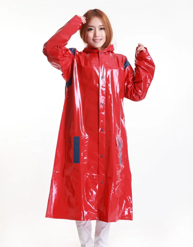 Women's Trench Coat Long Red Silver Thick  Super Big Trench Rain Coat Travel Winter  Camping Rain Poncho Chubasquero Mujer