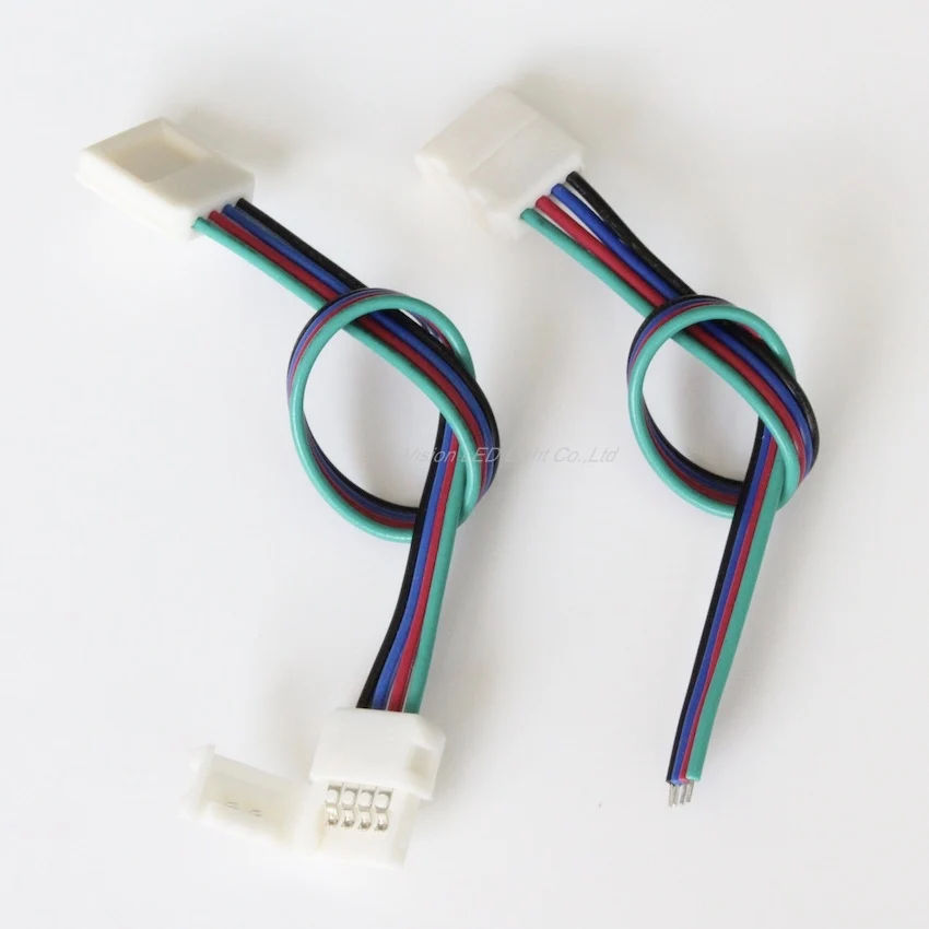 High quality! 50pcs a lot, led strips connector for 10mm FPC LED RGB Strip Light with 15cm wire.