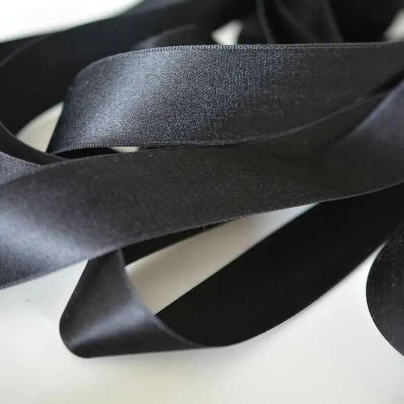 280 Black 100% Real Pure Silk Ribbon for Embroidery Handcraft,Double Faced Satin Silk Tape 25/32/38mm