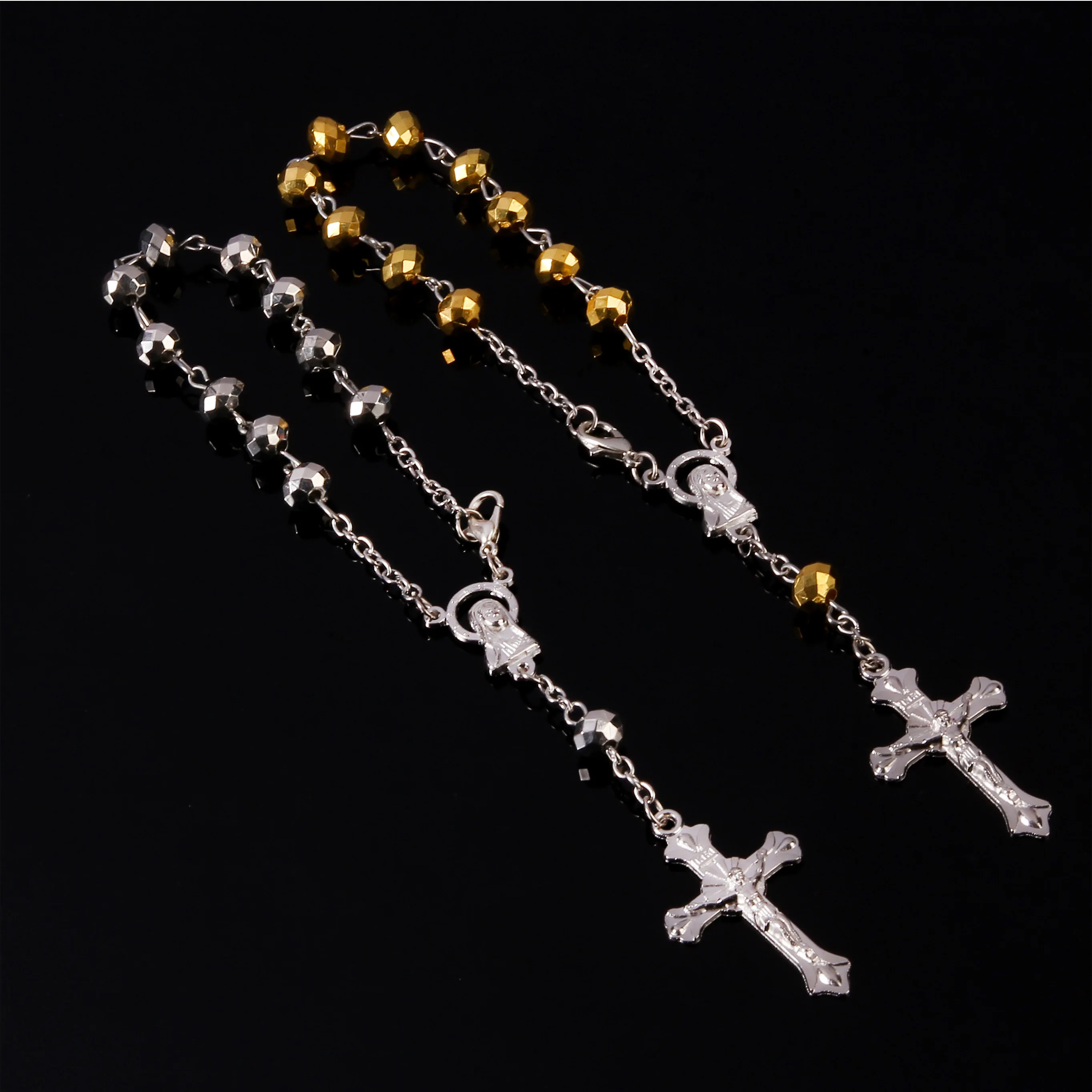 48 Pieces / Christian Cross Bracelet Plastic Crystal Rosary Child Communion Baby Baptism Catholic Mini Rosary