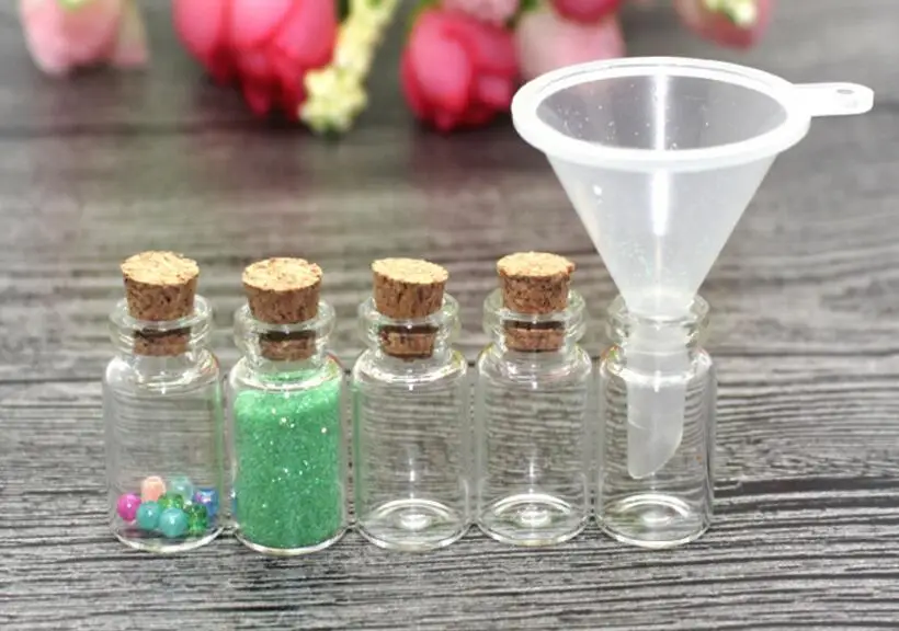 

1000 x 1ml Empty Clear amber Glass Bottle With Wood Cork Mini Sample Glass Vial 1ml wishing bottle