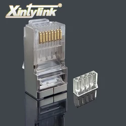 xintylink cat6 rj45 connector ethernet cable plug shielded gold plated network stp rj 45 8p8c cat 6 jack modular terminals 50pcs