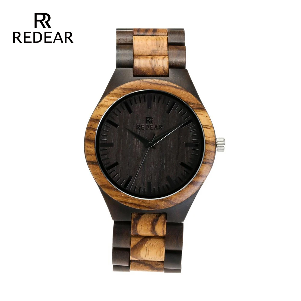 REDEAR Top Quality Wood men watch automatic Zebra Wood and Ebony Black Watch the Best Gift for Man