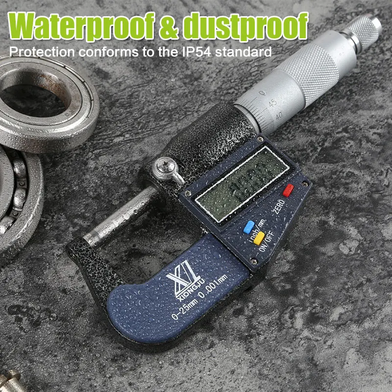 Super Electronic Outside Micrometer 0-25mm Digital Micrometer Caliper Gauge Meter Micrometer Carbide Tip Measure Tools 0.001mm