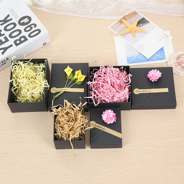 5Pcs Gift Paper Flower Box 3 Size Favour Jewelry Packaging Boxes Pendant/ Necklace/Earrings Black Vintage Design Boxes