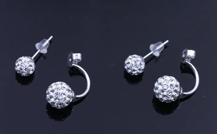 925 Silver Needle Fashion U Bend Shiny Crystal Shambhala Ball Ladies Stud orecchini gioielli donna Anti allergia