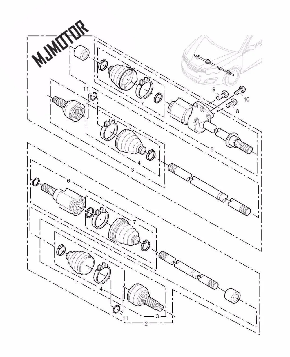 1Kit CV boots with rubber dust cover Clamps for Chinese SAIC ROEWE 550 MG6 1.8T AT Auto car Consant Velocity joints