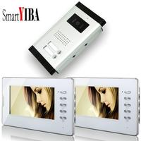 SmartYIBA 2 Apartment/Family Video Door Phone Intercom System 1 Doorbell Camera with 2 button 2 Monitor Waterproof