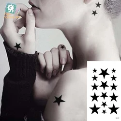 Küçük geçici dövme Sticker siyah beyaz yıldız kedi Taty renkli kurt tasarım su transferi çıkartmalar kadın vücut sanatı sahte dövme