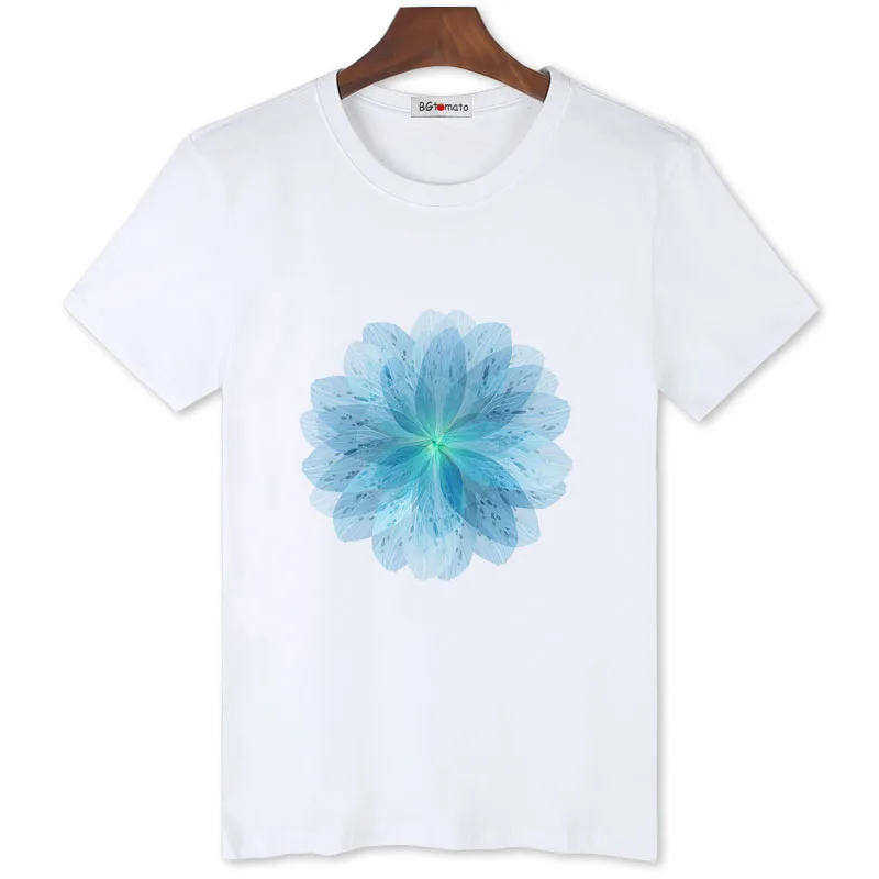 

BGtomato красивая футболка с синими цветами для мужчин, новый стиль, популярная модная рубашка, хит продаж, повседневные топы с короткими рукавами, крутые футболки