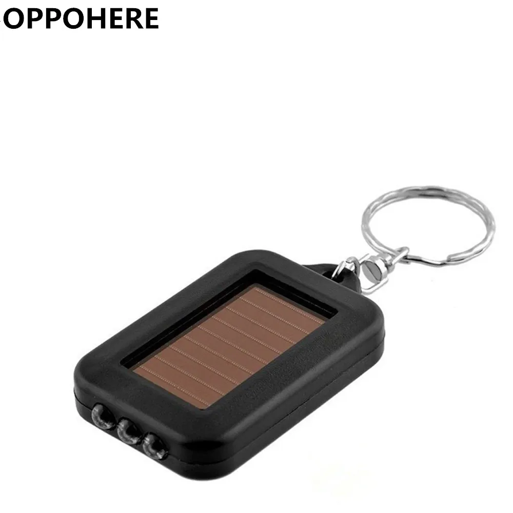 Portable Outdoor Emergency Solar Power 3 LED Light Keychain Keyring Torch Flashlight Lamps Function Keychain Key Rings Kerfods