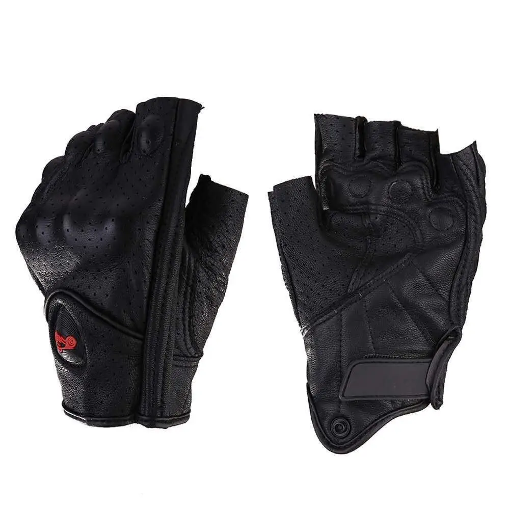 

Motorcycle Gloves Leather Summer Breathable Half Finger Gloves Unisex Mitt Fingerless Glove For Men Women Scooter Moto Mitten