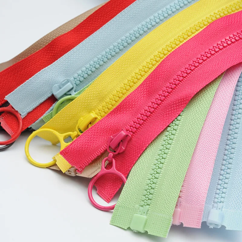 14 colors Mix 3# resin zipper 25cm/60cm Candy colors zippers round ring zipper slider for DIY Sewing Bag garment accessories