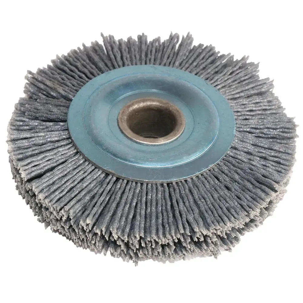 1pc 100*16mm 4 Inch Nylon Abrasive Brush Wheel Grit120-600 Polymer-abrasive Wire Drawing Round Polishing Brush wood deburring