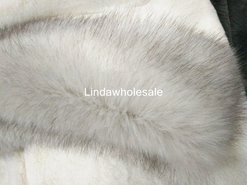 High quality White dyed tip imitation fox fur thicken faux fur fabric DIY plush fabric,180cm*45cm(half yard)/pcs