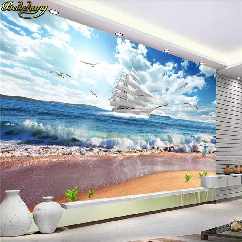 

beibehang Custom photo wallpaper murals smooth sailing seascape landscape 3D spray background wall papers home decor