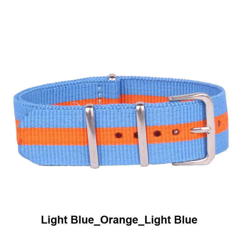 Wholesale Casual New Watchband Men Women Stripes Cambo Nylon Watches Orange Blue Straps Wristwatch Band Buckle 20mm Belts