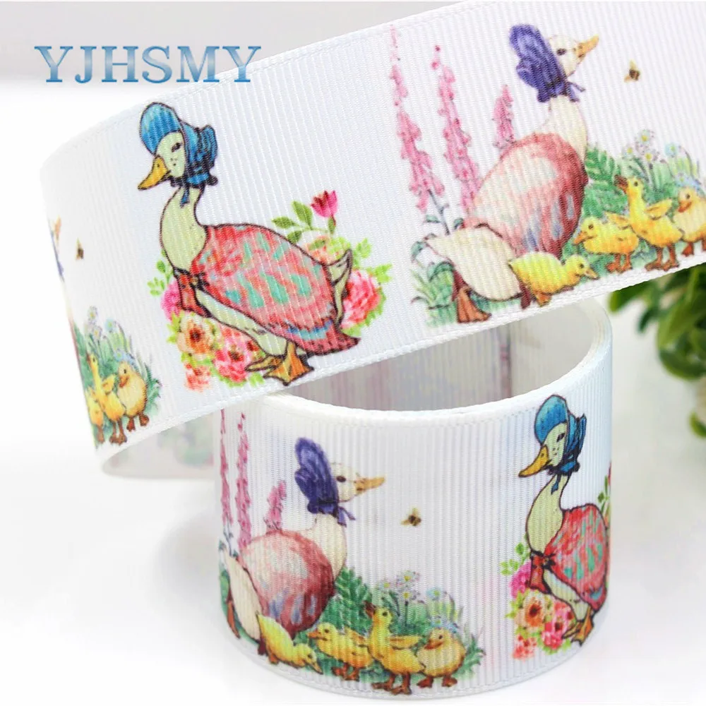 YJHSMY 184091,38 mm 10 yards Cartoon  thermal transfer printing ribbed ribbon,DIY handmade,Wedding decoration materials