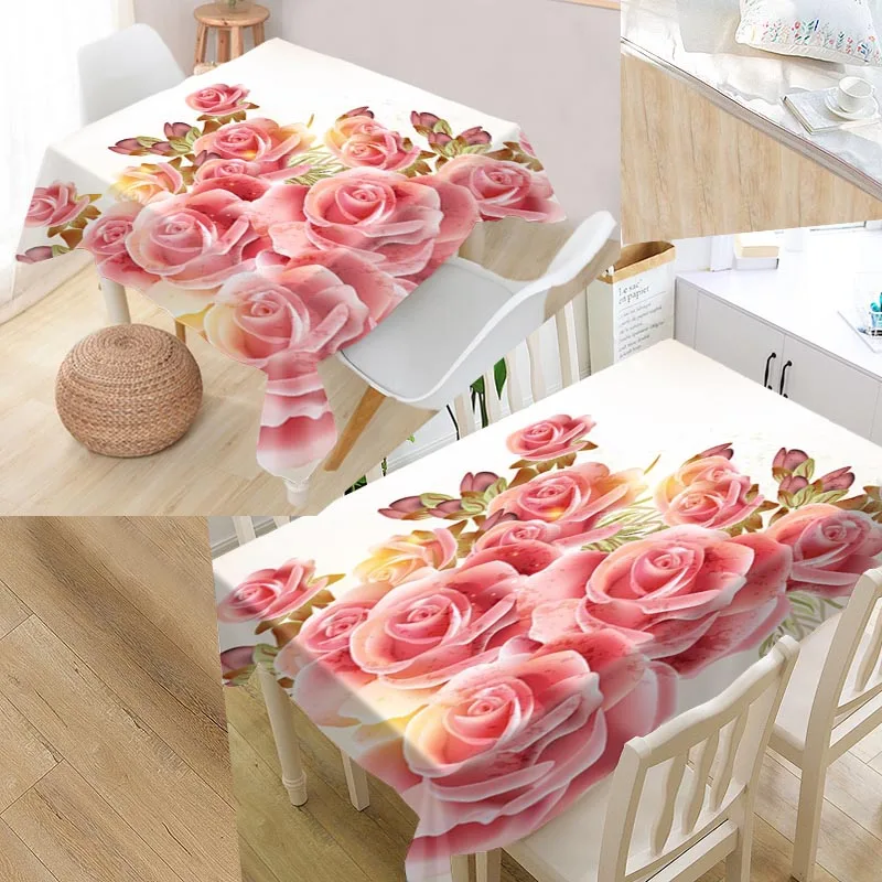 

Custom flower rose Modern Dustproof Tablecloth High Quality Print Tablecloth Everything for Home and Kitchen