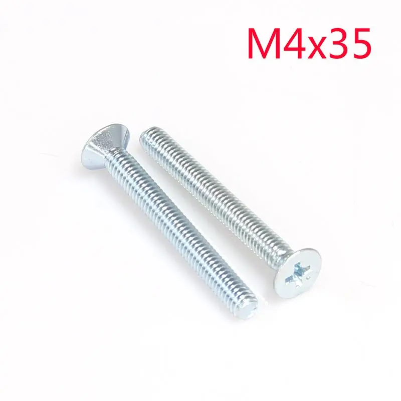 Screw of Galvanizing Machine Countersunk Head Screwdriver  M4x35 P0.7 Flat Head Screw 50pcs