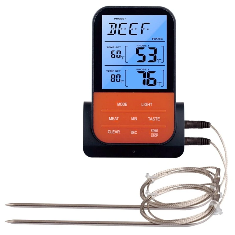 Waterproof Wireless Digital BBQ Thermometer Cooking Meat Food Oven Grilling Smoker Kitchen Probe Temperature Meter Timer Alarm