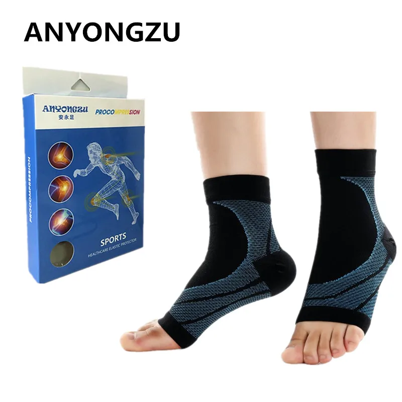 

ANYONGZU Breathable High-end Stitching Knitting Open-toed Sports Ankle Protector Medical Compression Sock Sleeves With Gift Box