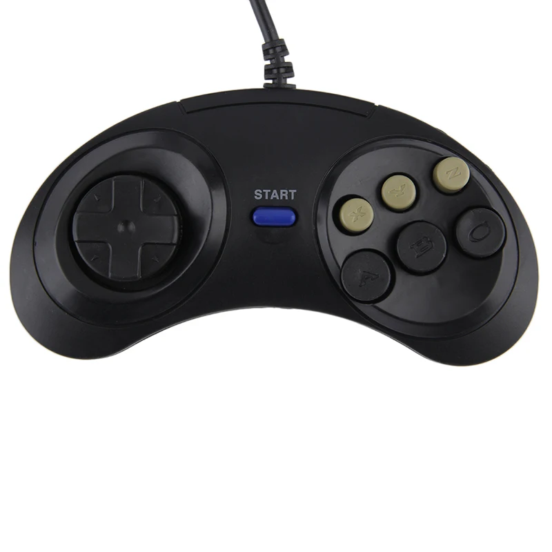 Dla SEGA MD2 MAC Mega Drive akcesoria do grania klasyczne Retro 6 przycisków przewodowy uchwyt kontroler go gier GamePad JoyStick Joypad