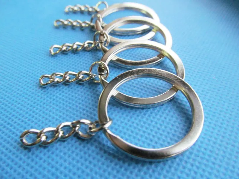 100pcs 30mm Silver tone/Antique Bronze Two Circle Key Chain Ring Connector Clasp Pendant Charm Finding,Extender Chain, DIY