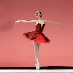 Custom Made Variation Don Quixote Ballet Tutu Dress One Piece Black Red Ballet Tutu Dresses Retail Wholesale