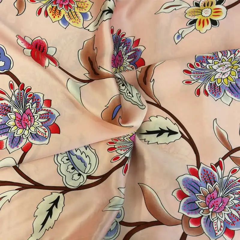 100% Silk Fabric Charmuse Silk Printed china nature pure silk fabric multicolors SCF-AP