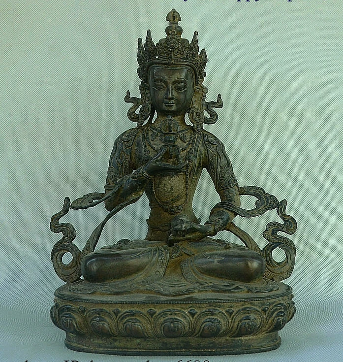 Old China Tibetan Buddhism Purple Bronze Vajrasattva Bodhisattva Buddhas Statue