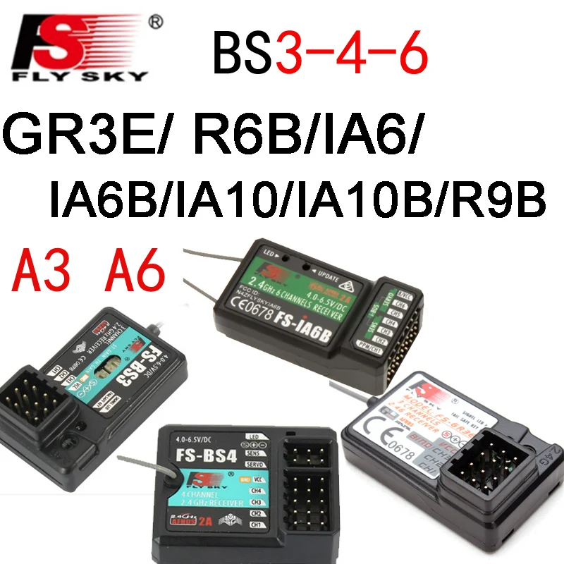 Flysky 3ch 6CH 9ch 10ch FS-iA6B Fs-iA6 fS-IA6B GR3E R6B X6B FS-ABS BS3 BS4 BS6 Rc Receiver i4 i6 i1A10B RC Transmitter