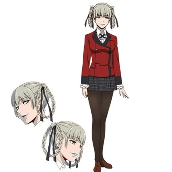 ญี่ปุ่นอะนิเมะ Kakegurui Kirari Momobami 35ซม.วิกผมสั้นสีเทา Braids สไตล์คลิปคอสเพลย์วิกผม + หมวกวิกผม