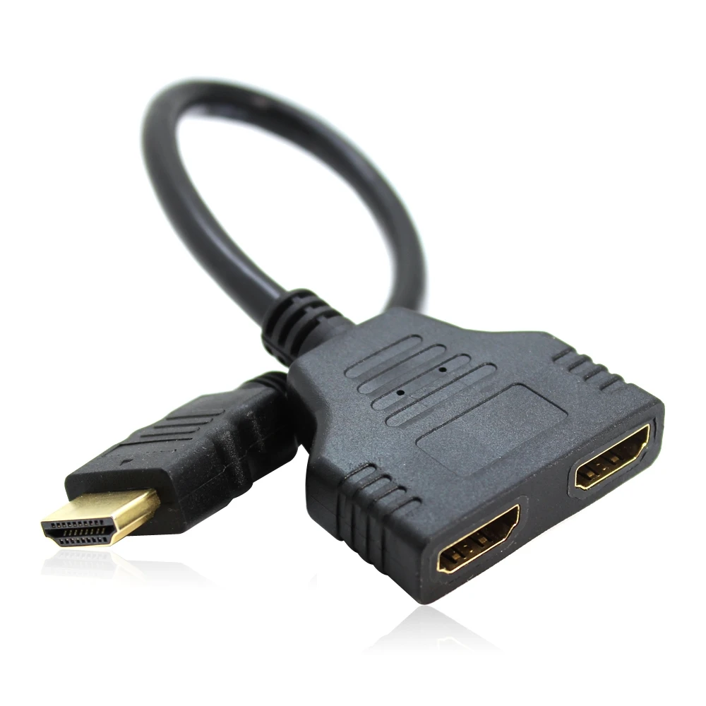 1080P Male HDMI To Dual HDMI 2 Female Y Splitter Cable Adapter for Multimedia Devices