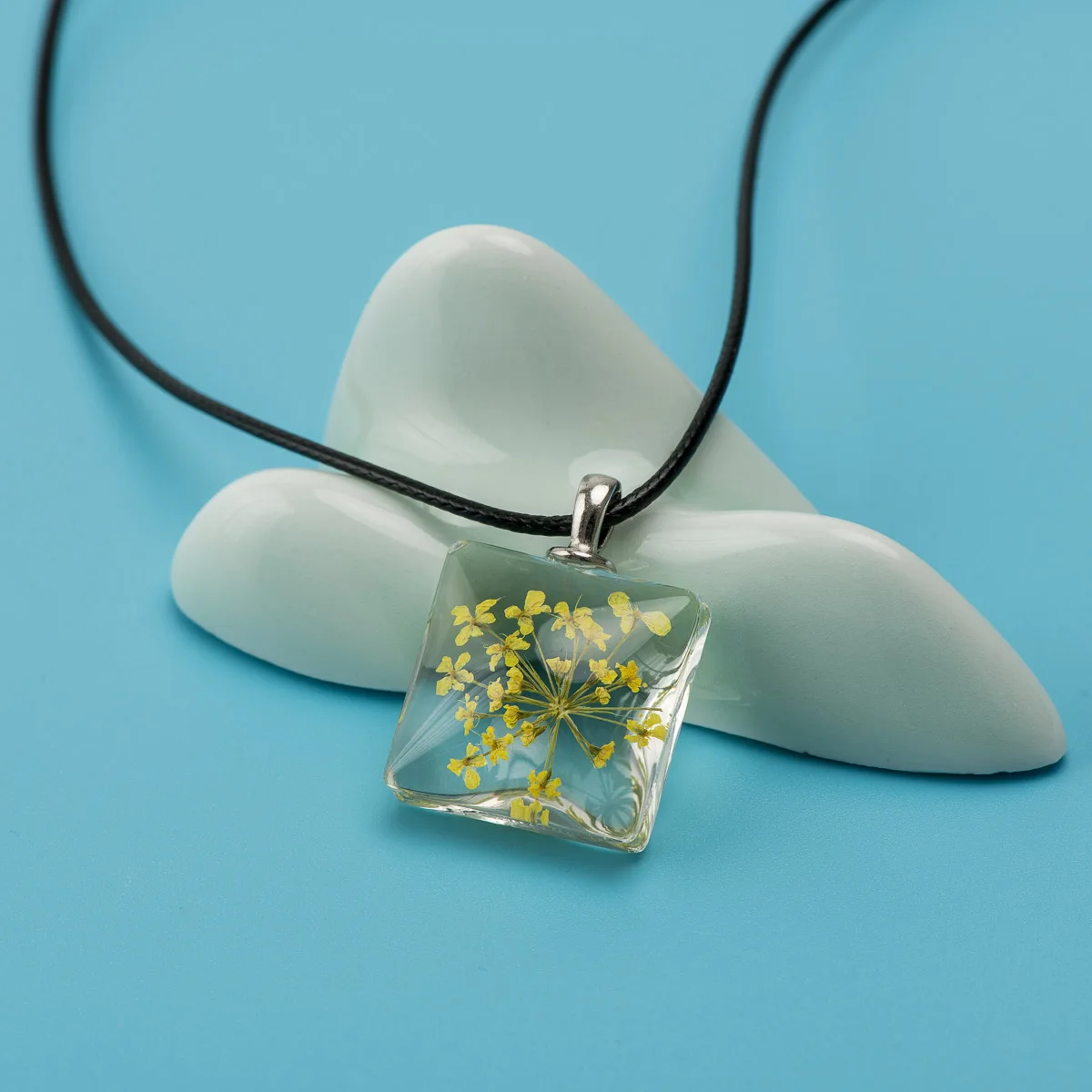 Dandelion and leaf in Square Glass Pendant women\'s Glasses Necklaces gift Necklaces & Pendants #FY324