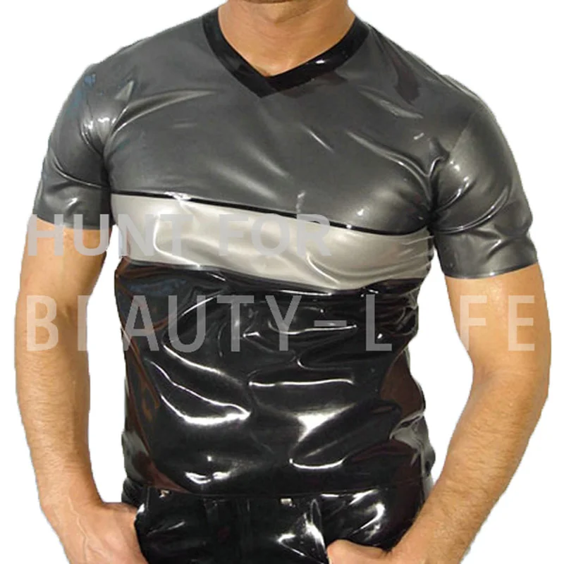 

Latex T Shirts For Men Fetish Exotic Vests Sexy Plus Size Customization 100% Natural Handmade Free Express