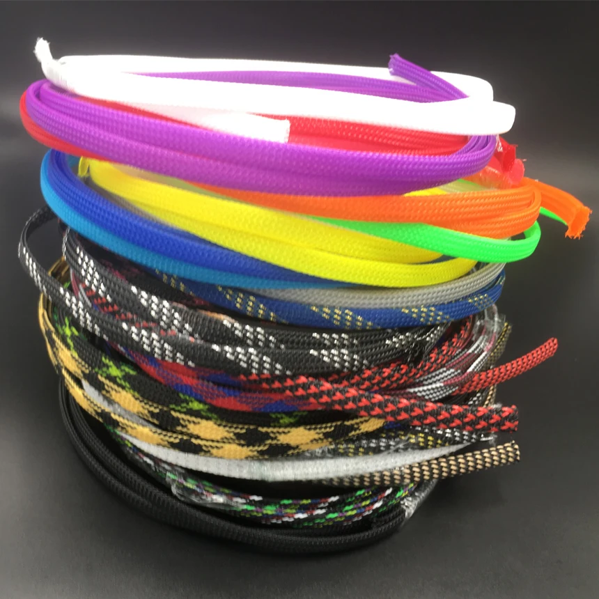 10mm Golden Clear Colorful High Density Mesh Guard RC Car Expandable Nylon Snakeskin Braid PET Protect Sheath Wire Cable Sleeve