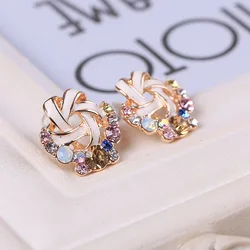 JIOFREE New Korea Style rhinestone Alloy drop oil Windmill Clip on Earrings for women girl party allergy No Ear Hole Earrings