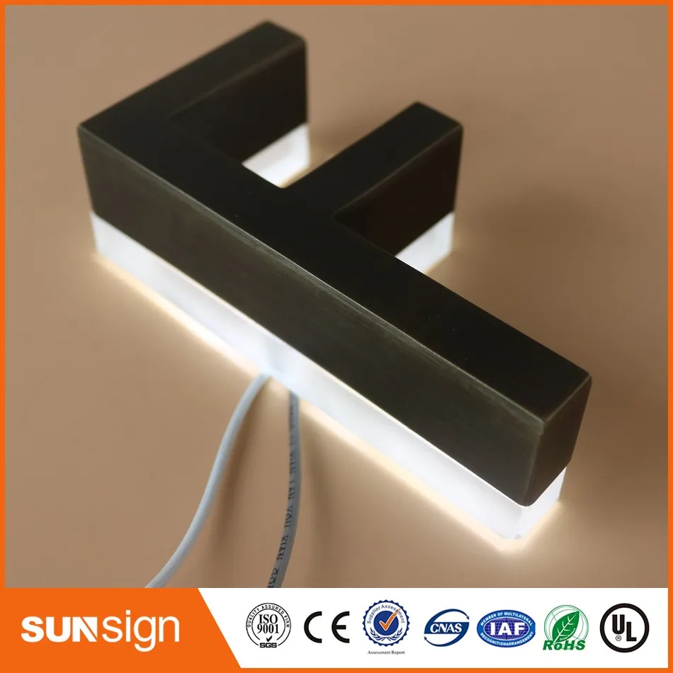 Outdoor archaize Akrilik stainless steel backlit Led Listrik Perusahaan 3D Logo Tanda