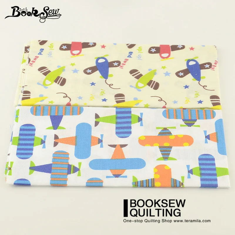 Booksew Fabric Lovely Airplane Designs Home Textile  2 Pcs/lot 50cmx100cm Bedding Quilting Twill Quliting Patchwork Tissue