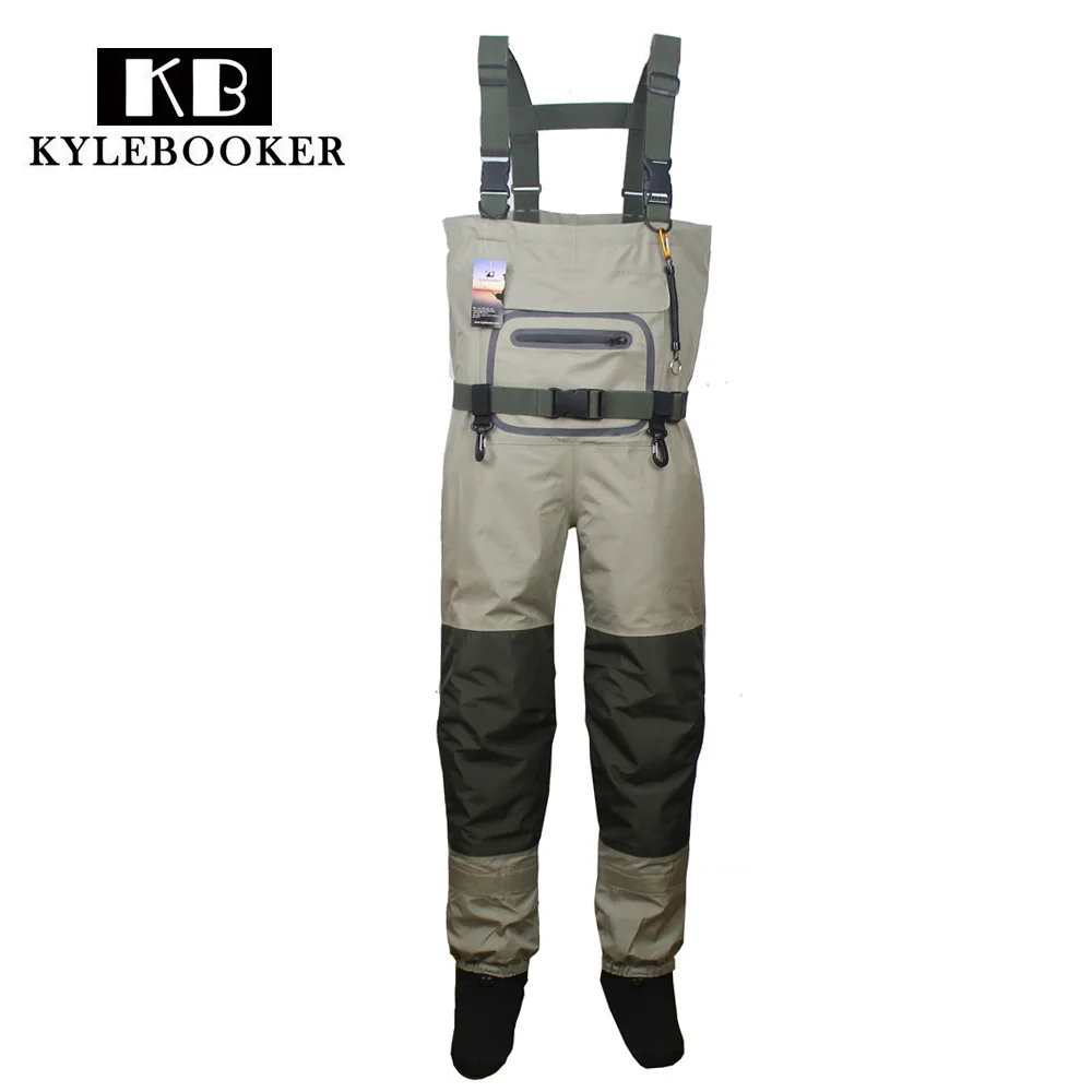 Imagem -02 - Impermeável Fly Fishing Waders dos Homens Caça Peito Wader Roupa Respirável ao ar Livre Calças Vadeando Roupas Impermeáveis Macacão Stocking pé